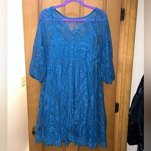 Torrid Vibrant Blue Lace 3/4 Sleeve Dress